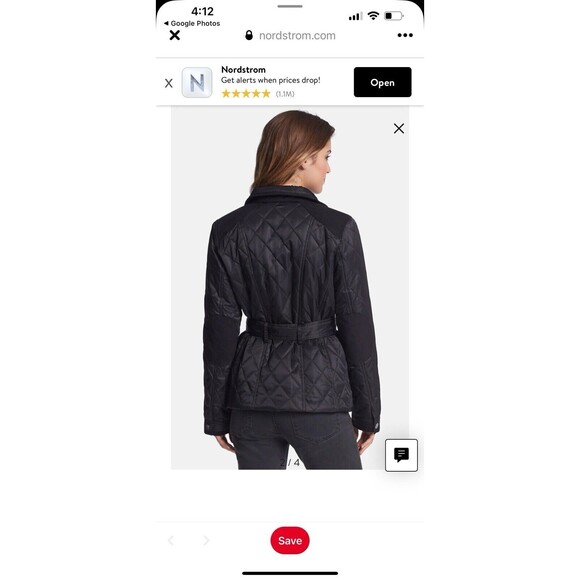 Vince Camuto Size Small Black Quilted Field Jacket Full Zip Elbow Patches - Picture 2 of 13